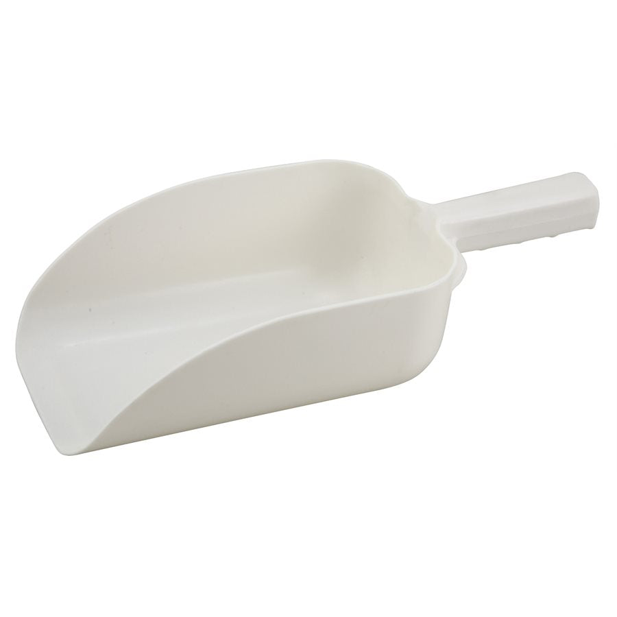 Winco 64 Oz White Plastic Scoop - Heavy Duty Food Scoop for Flour, Sugar, Rice & Bulk Ingredients - Ideal for Commercial Kitchens, Bakeries & Home Use