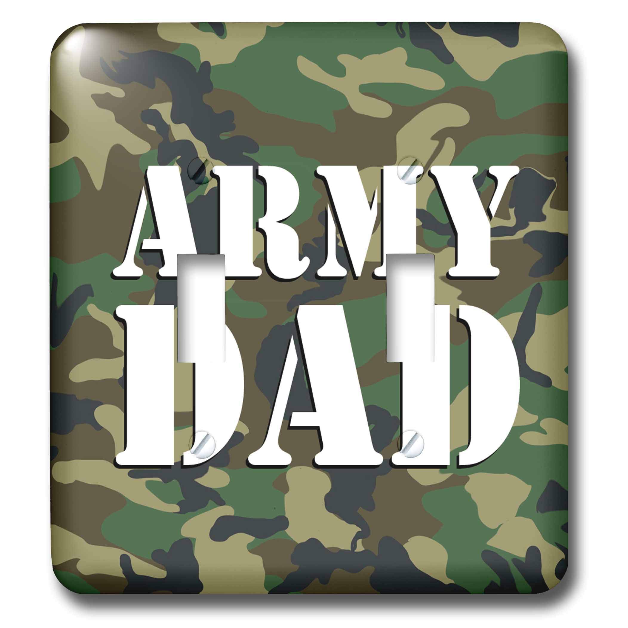 3D Rose Army Dad Green Camouflage Double Toggle Switch Cover - Military Themed Decor for Home, Office & Man Cave Accessories