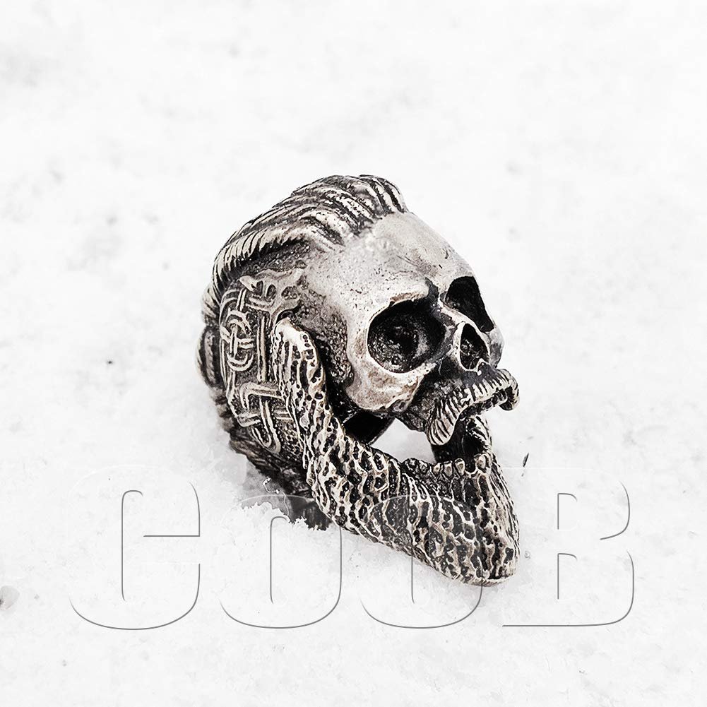 Ragnar Lothbrok Skull Paracord Bead - Metal EDC Lanyard Charm for Outdoor & Survival Gear