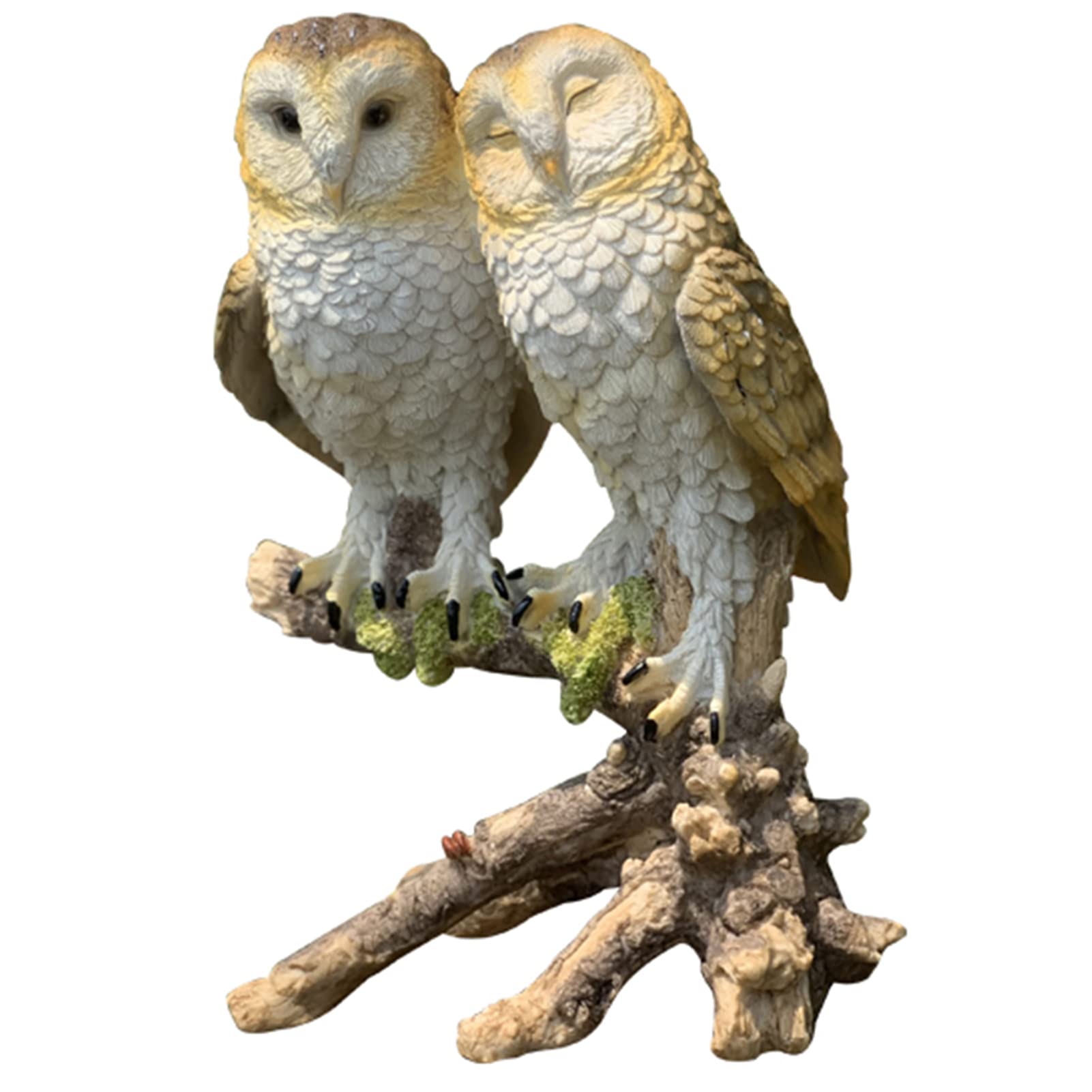 XD Designs Garden Owl Statues - Outdoor Resin Owl Couple Figurines Standing on Branch for Lawn, Patio, Yard & Porch Decor - Perfect for Garden Ornaments, Christmas Decorations & Seasonal Home Decor