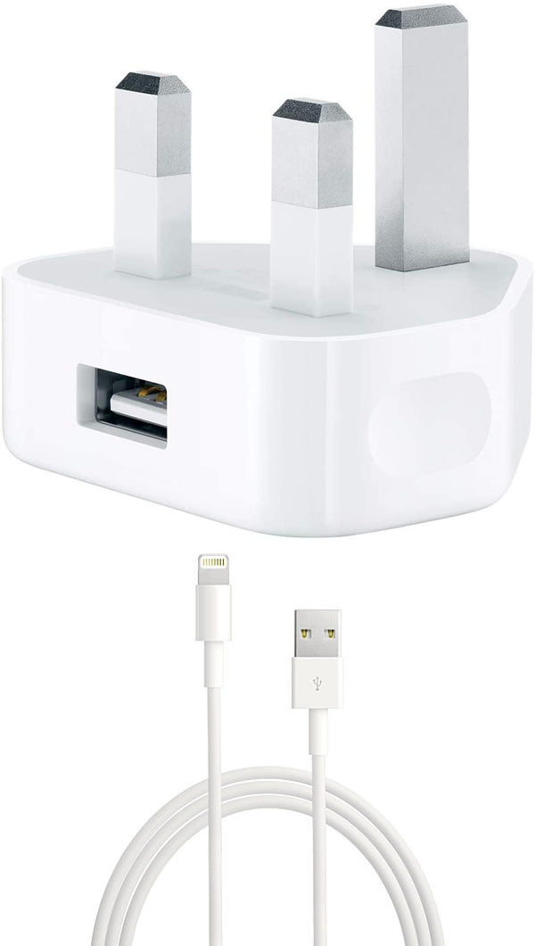 Apple Certified USB 3-Pin Wall Charger & Lightning Cable - Fast Charging for iPhone 14/13/12/11/X/8/7, iPad & AirPods | Home, Office & Travel Use