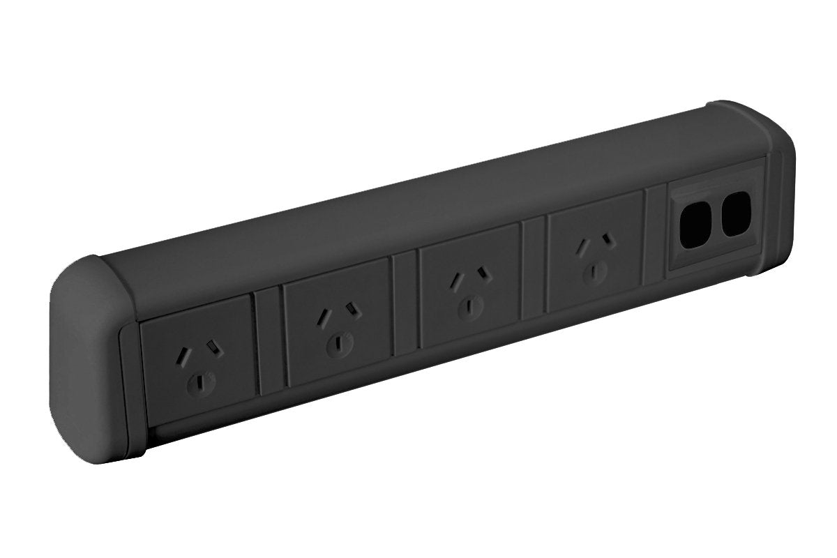 DPG Contour Black Over Desk Power Grommet - Sleek and Durable Power Outlet for Home & Office Workspaces | Perfect for Desks, Workstations, and Home Offices