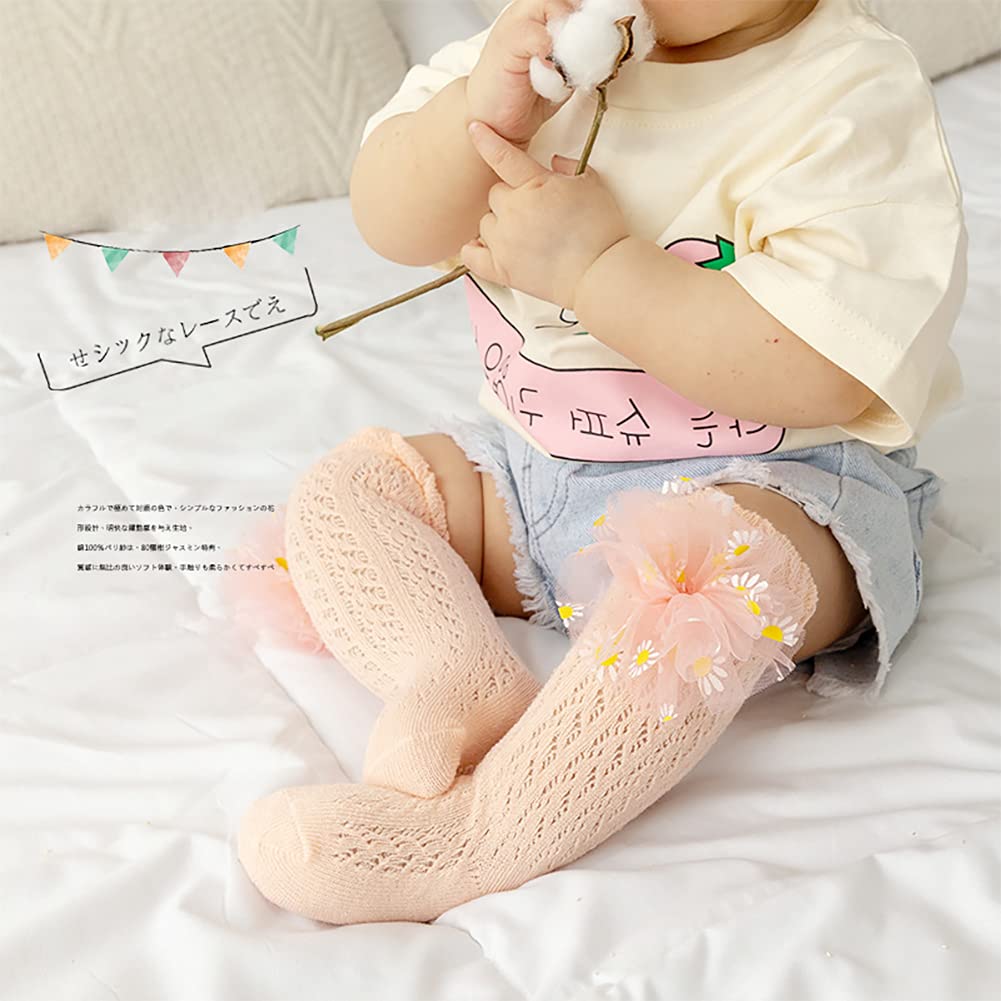 1 Pair Baby Girls Boys Cotton Knee High Socks - Soft Uniform Tube Ruffled Stockings for 0-4T Toddlers - Perfect for School Uniforms, Photo Shoots & Everyday Wear