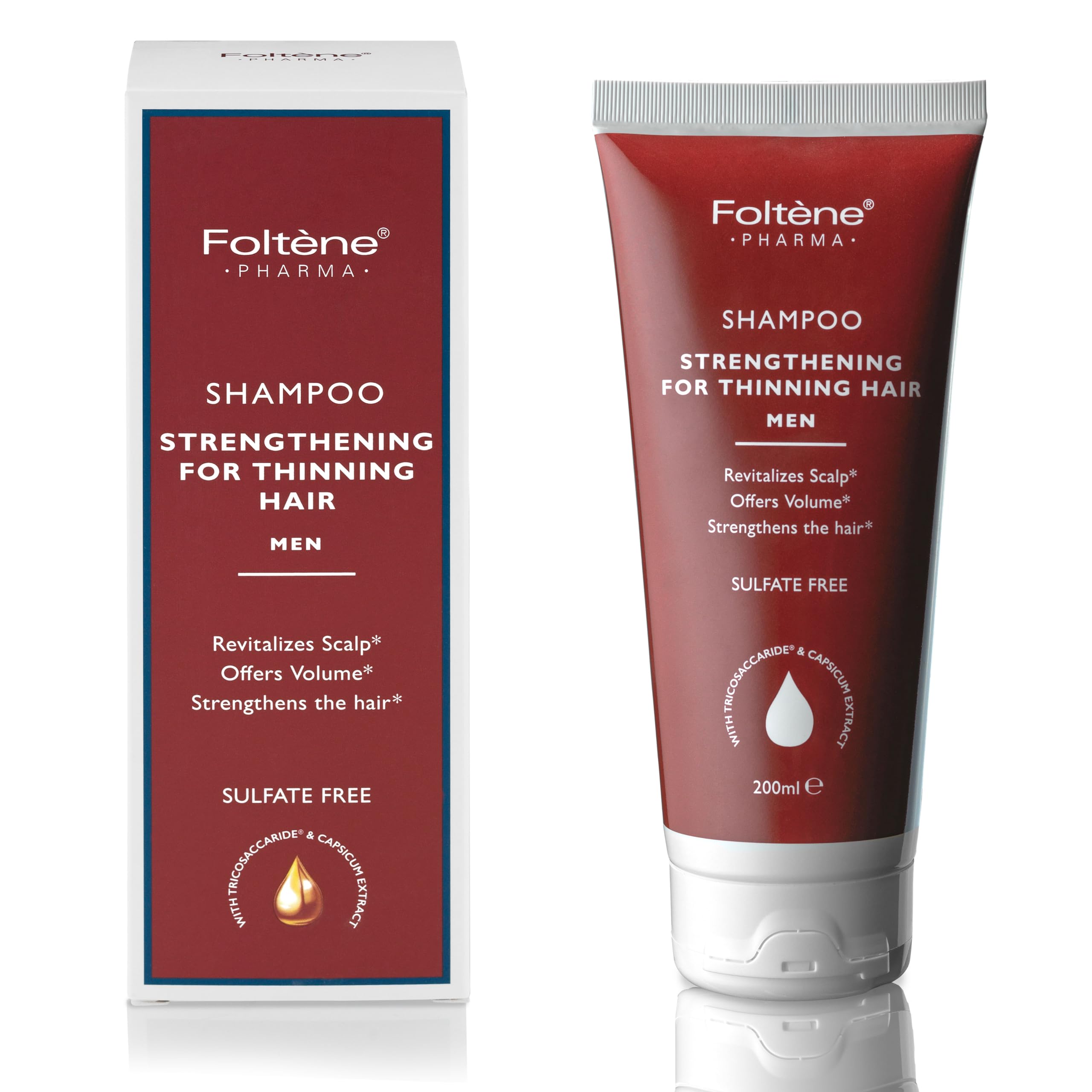 Foltene Hair Growth Shampoo for Men - Thickening & Volumizing Shampoo for Thinning Hair - Sulfate & Silicone Free Formula - 6.76 Fl.oz - Reduces Hair Loss & Strengthens Strands | Perfect for Daily Use & Hair Regrowth Routine