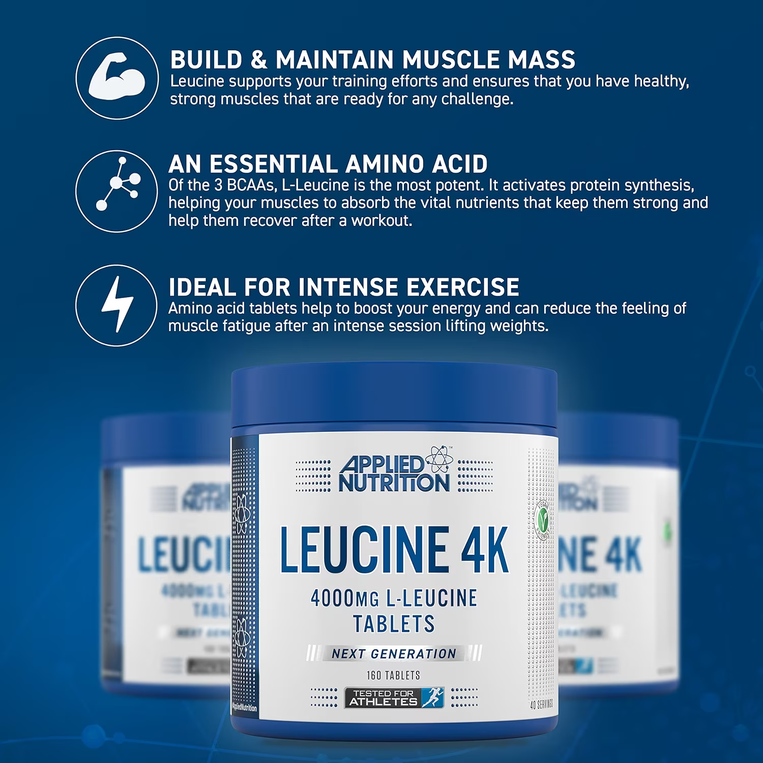 Applied Nutrition Leucine 4K - 180 Capsules (30 Servings) | Premium Branched-Chain Amino Acid (BCAA) Supplement for Muscle Recovery & Growth | Ideal for Bodybuilding, Fitness & Workout Recovery