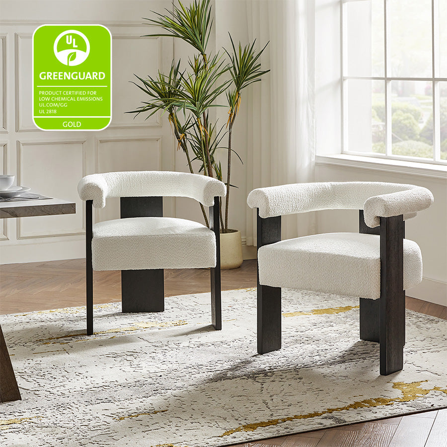 Fedor Boucle Dining Chair - Modern Upholstered Accent Chair for Kitchen, Dining Room, or Office - Soft Velvet Fabric & Sturdy Metal Legs - Elegant Home Decor & Comfortable Seating Solution