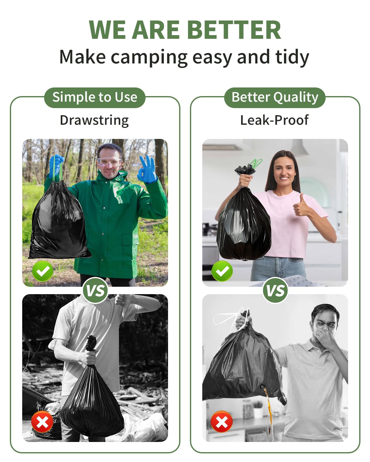 **Biodegradable Camping Toilet Bags with Poo Gel - Portable Waste Disposal Kit for Outdoor, Hiking, RV & Emergency Use | Eco-Friendly & Odor Control**    **Use Scenarios:** Perfect for camping trips, hiking adventures, RV travel, emergency preparedness, and off-grid living.