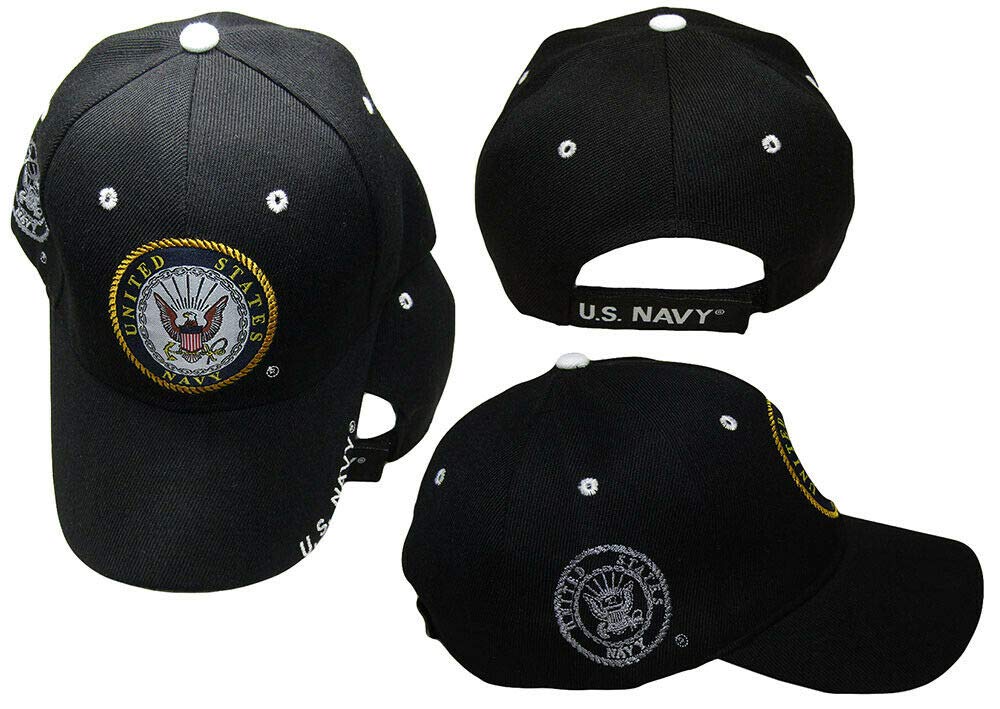 US Navy Emblem Embroidered Cap - Black Shadow Bill Military Hat | Patriotic Baseball Cap for Veterans, Navy Enthusiasts & Outdoor Activities