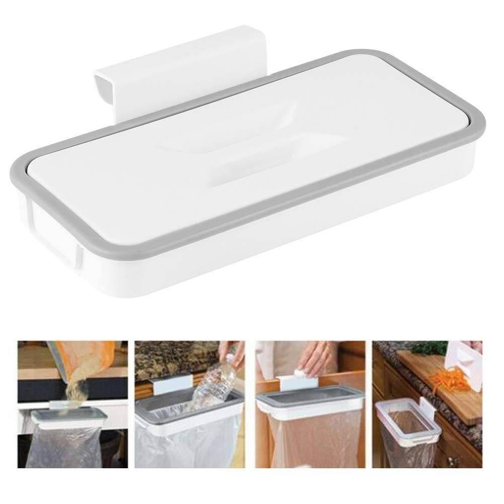 White No-Installation Trash Bag Holder & Rack - Space-Saving Garbage Can Organizer for Closet, Bathroom, Garage & Camping | Perfect for Home, RV & Outdoor Use