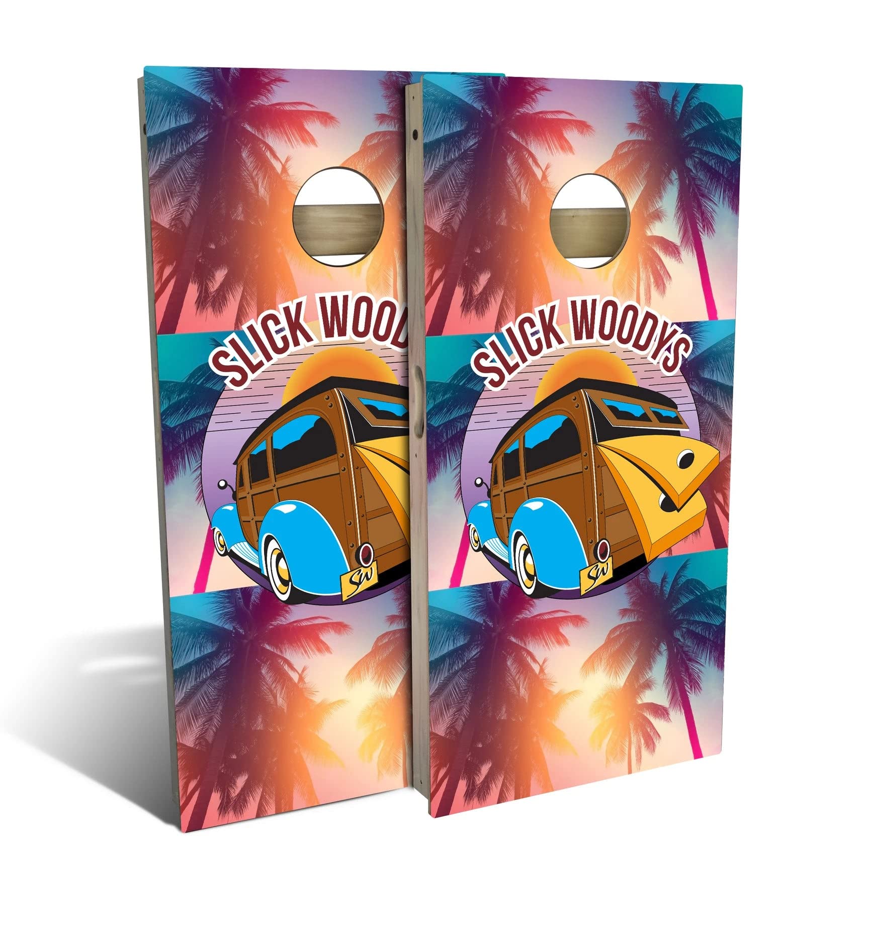 Premium Slick Woodys Cornhole Game Set - 2 Boards, 8 Bean Bags & Accessories - Outdoor Lawn Games for Backyard, Tailgating, Parties & BBQ - Choose Your Size & Customization Options