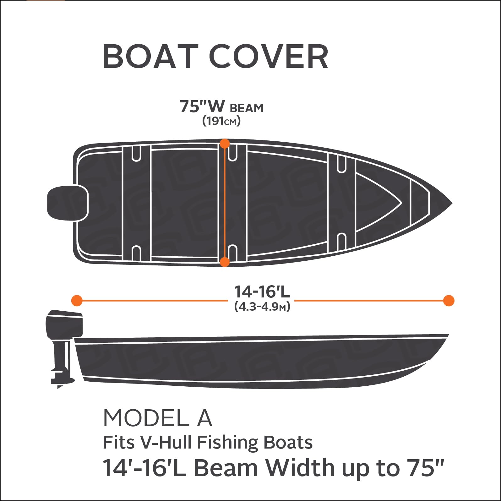 Heavy Duty Outboard Ski-Boat Cover with Support Pole - Waterproof UV Protection for Boats, Yachts & Marine Vehicles | All-Weather Protection for Storage & Travel