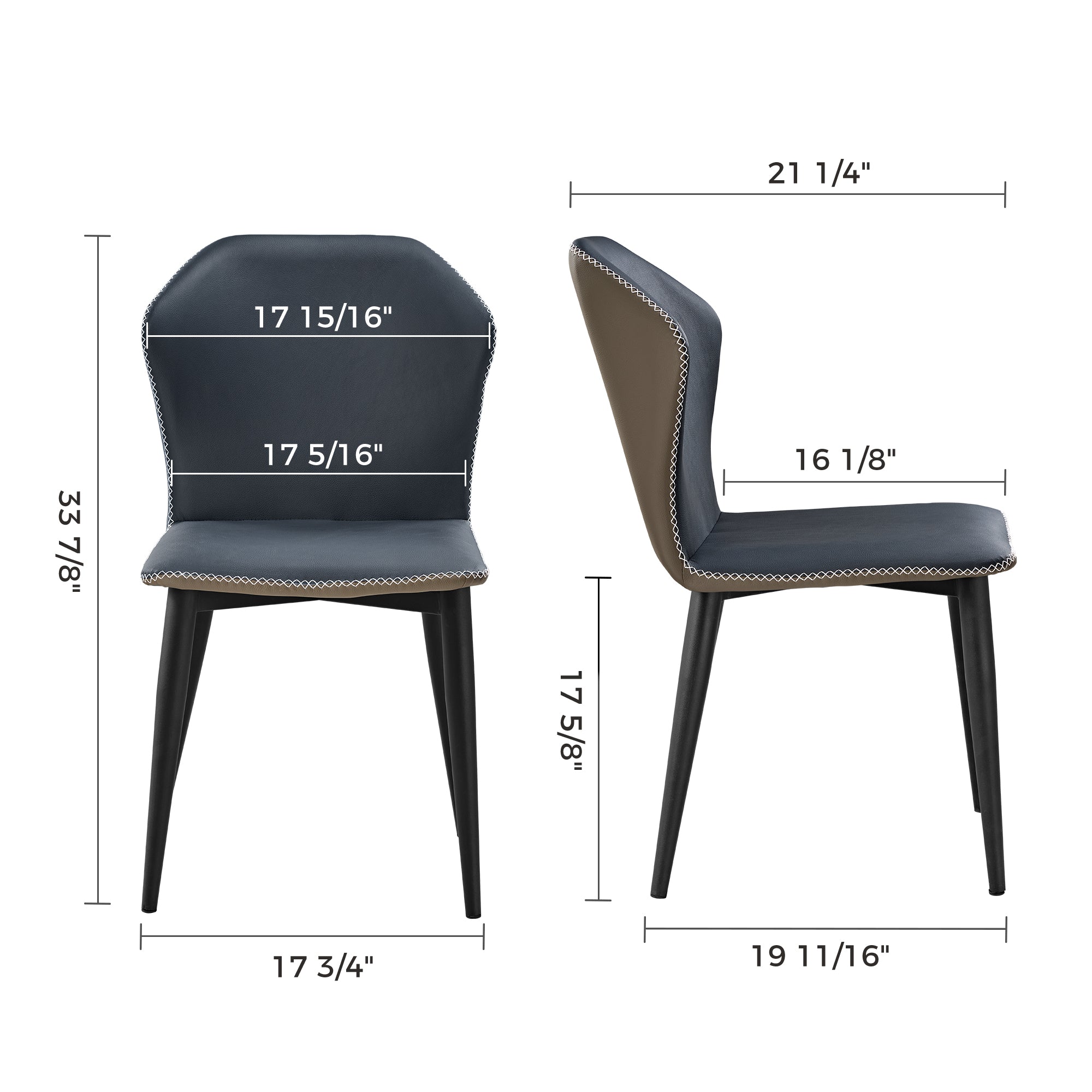 Elysian Upholstered Dining Chairs Set of 2 - Blue Velvet Side Chairs for Kitchen, Dining Room & Breakfast Nook - Comfortable Modern Accent Chairs