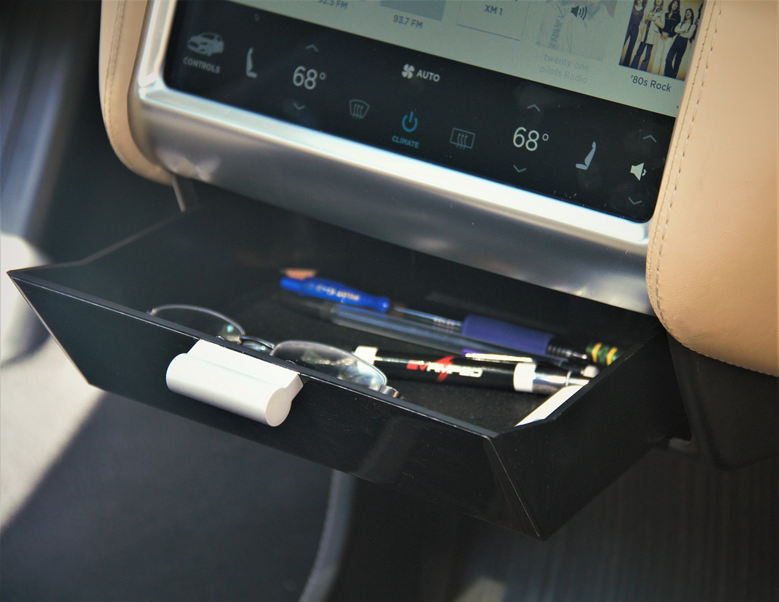 Tesla Model S & Model X Center Console Organizer Tray - Matte Obeche Wood Grain Dash Drawer for Sunglasses, Keys & Small Items | Perfect for Road Trips & Daily Commutes