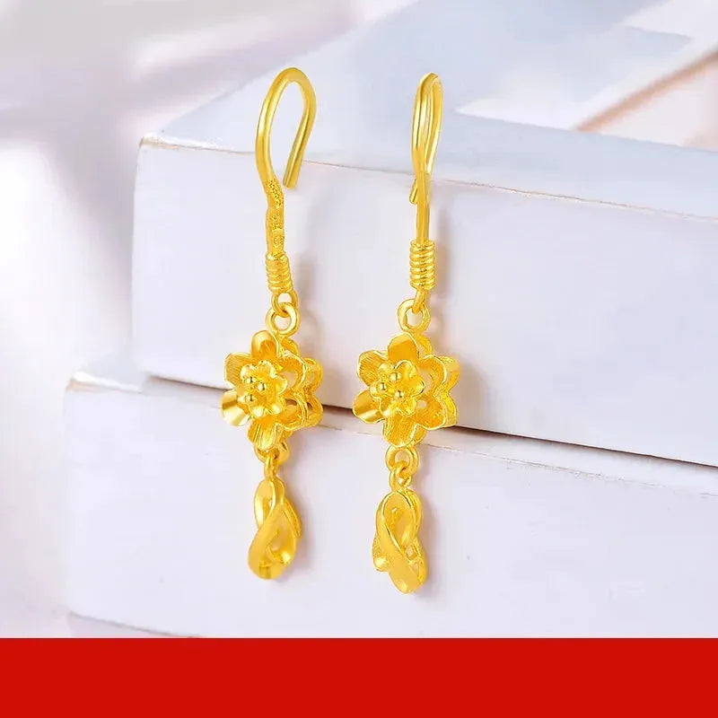 24K Pure Gold Earrings AU 999 Solid Gold Hollow Ball Tassel Earrings - Trendy Fine Jewelry for Women, Gift for Her, Valentine's Day, Anniversary & Special Occasions