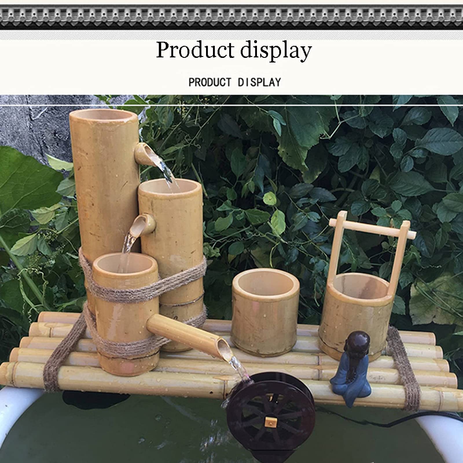 Premium Bamboo Bird Bath Fountain with Pump - Elegant Garden Water Feature for Backyard & Outdoor Decor | Attracts Birds & Enhances Landscape Beauty