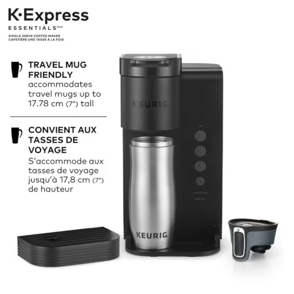 Refurbished Keurig K Express Essentials Single Serve Coffee Maker - Fast Brewing, Compact Design for Home & Office Use - Includes Home Essentials Warranty - Perfect for Small Kitchens, Dorms, and Workspaces