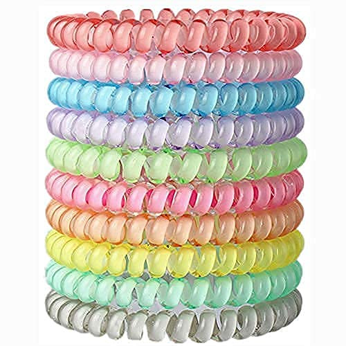 Spiral Hair Ties for Women - No Crease Coil Elastics, Soft Telephone Cord Hair Bands, Multicolor Medium Hair Ties (6-Pack) - Perfect for Workouts, Office, and Everyday Hairstyles