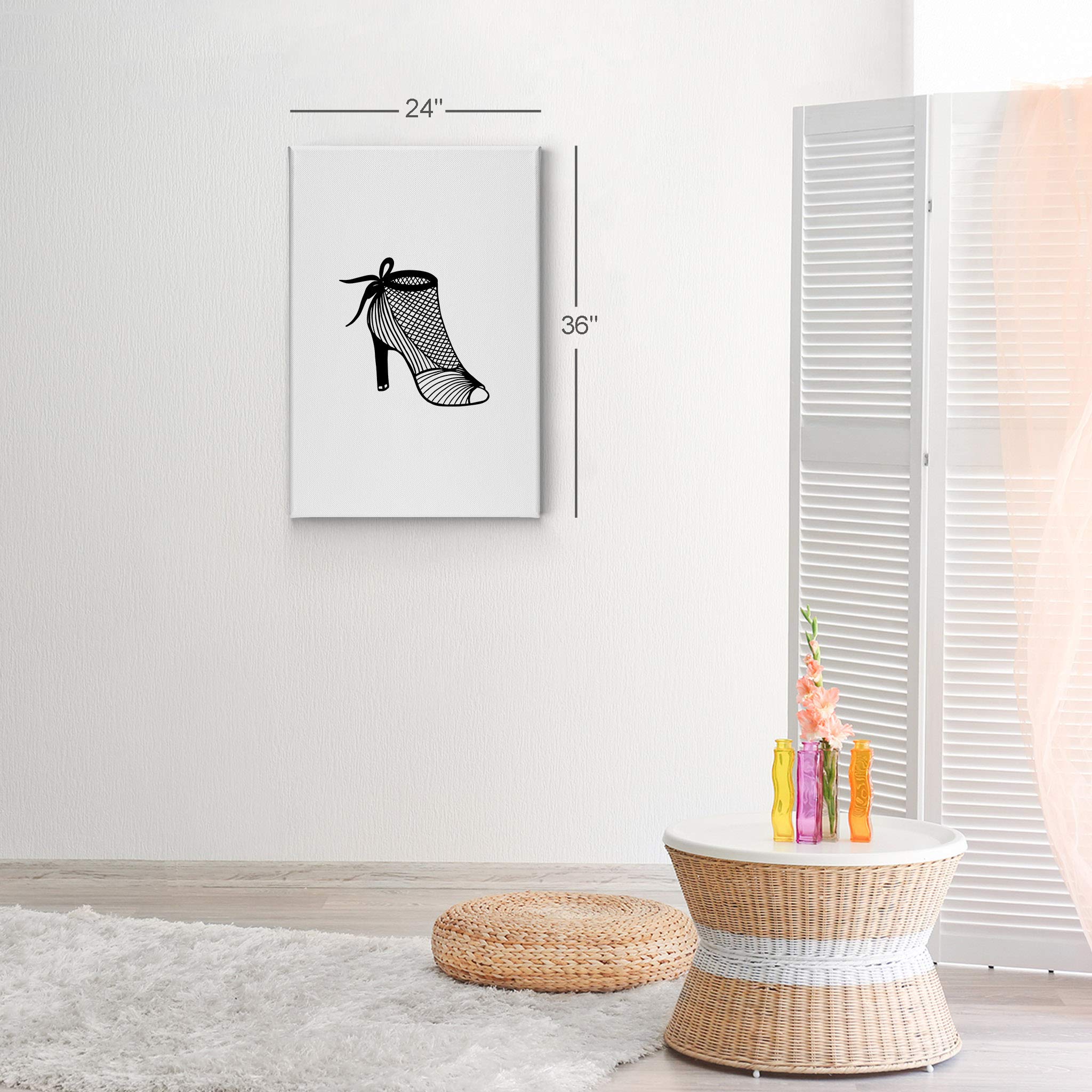 Black and White Sexy Woman High Heels Sketch Drawing - Glam Fashion Canvas Wall Art Print - Ready to Hang 36x24 - Perfect for Office, Bathroom, Teen Girls Room, Women's Dorm, Bedroom & Living Room Decor