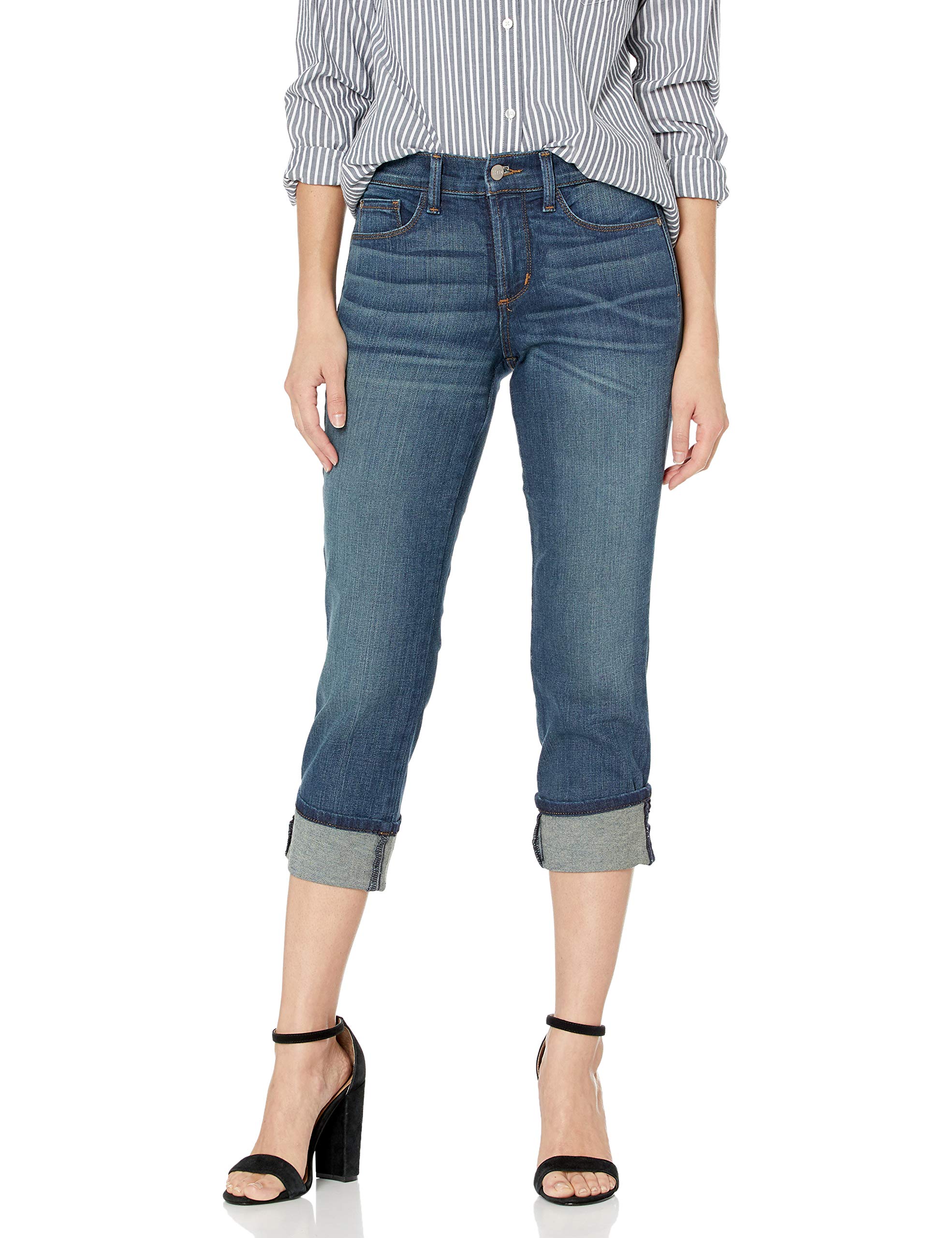 NYDJ Women's Dayla Wide Cuff Capri Jeans - Stretch Denim Pants for Casual Wear & Summer Outfits