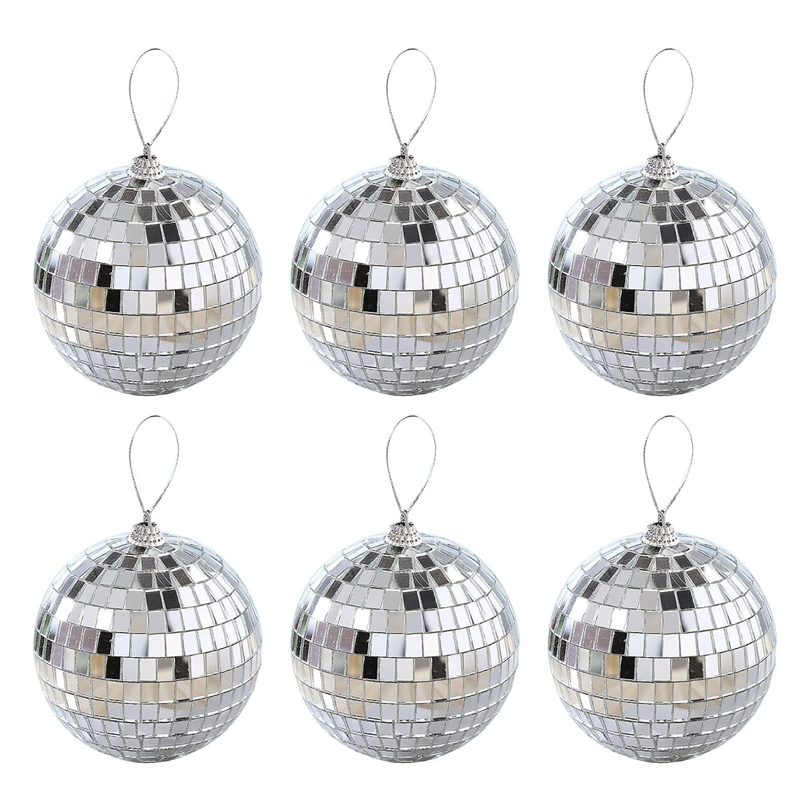 Venbin 6Pcs 6cm Mirror Disco Ball Hanging Ornaments - Shiny Party Decor for Christmas, Home, Wedding & Events - Perfect for Ceiling Decor, Photo Backdrops & Dance Floors