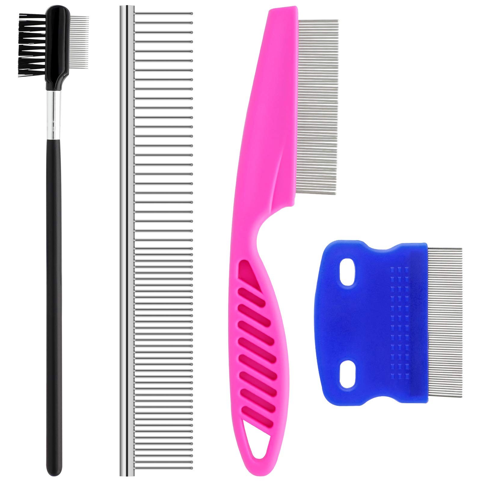 Premium 2-in-1 Pet Grooming Comb Kit for Small Dogs & Puppies - Round Tooth Comb for Detangling & Tear Stain Remover - Perfect for Daily Grooming & Gentle Coat Care