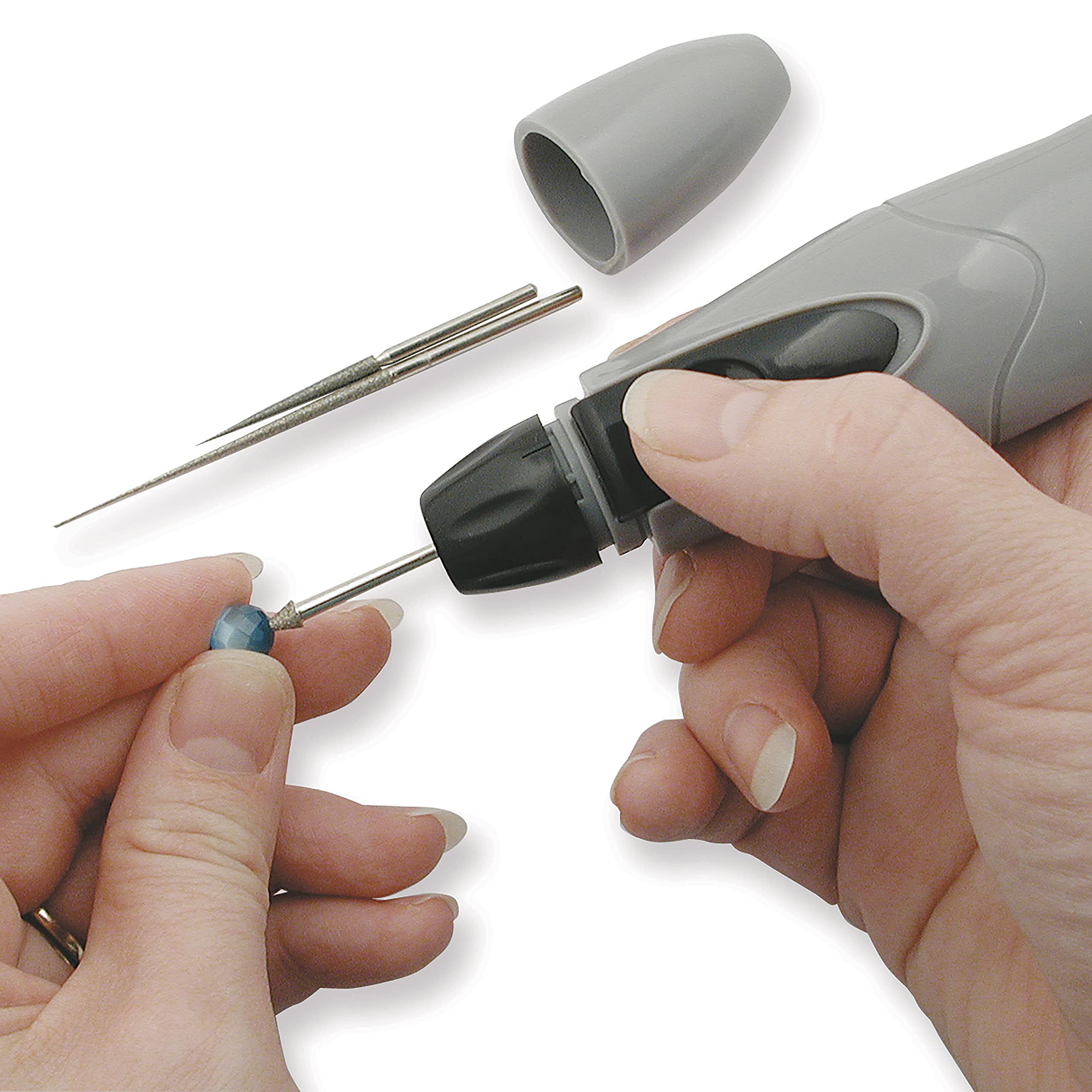 The Beadsmith Cordless Motorized Bead Reamer Kit with 3 Diamond Tips - Battery Powered Jewelry Making Tool for Glass, Ceramic & Stone Beads - Perfect for Enlarging Holes, Smoothing Rough Edges - Great for DIY Crafts, Jewelry Repair & Beading Projects