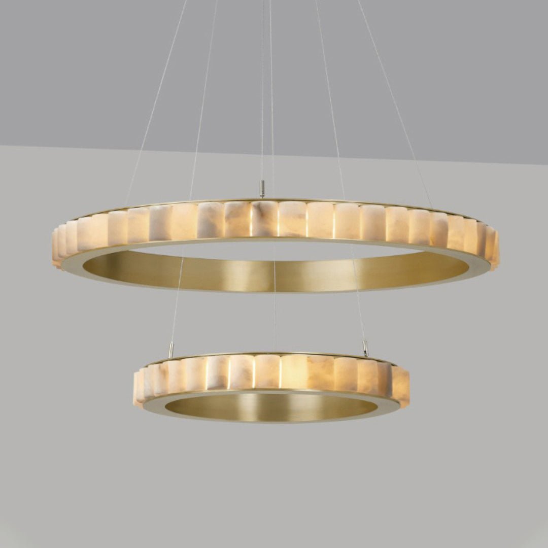Alabaster Avalon Halo Chandelier - Modern Crystal Ceiling Light Fixture for Dining Room, Bedroom & Living Room Decor