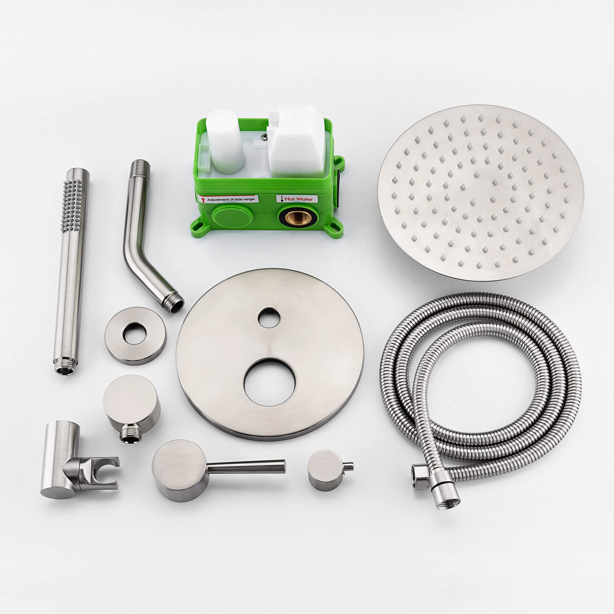 SUMERAIN Brushed Nickel Wall Mounted Rainfall Shower System with Handheld Sprayer & Valve - Luxury Bathroom Fixture for Spa-Like Shower Experience