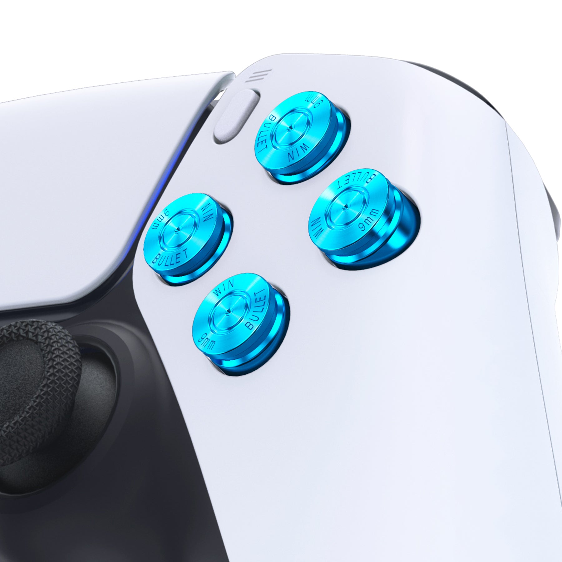 eXtremeRate Blue Metal D-Pad ABXY Buttons for PS5 Controller - Premium Aluminum Replacement Action Buttons & Direction Keys (Controller Not Included) - Perfect for Gaming, Customization & Enhanced Gameplay Experience