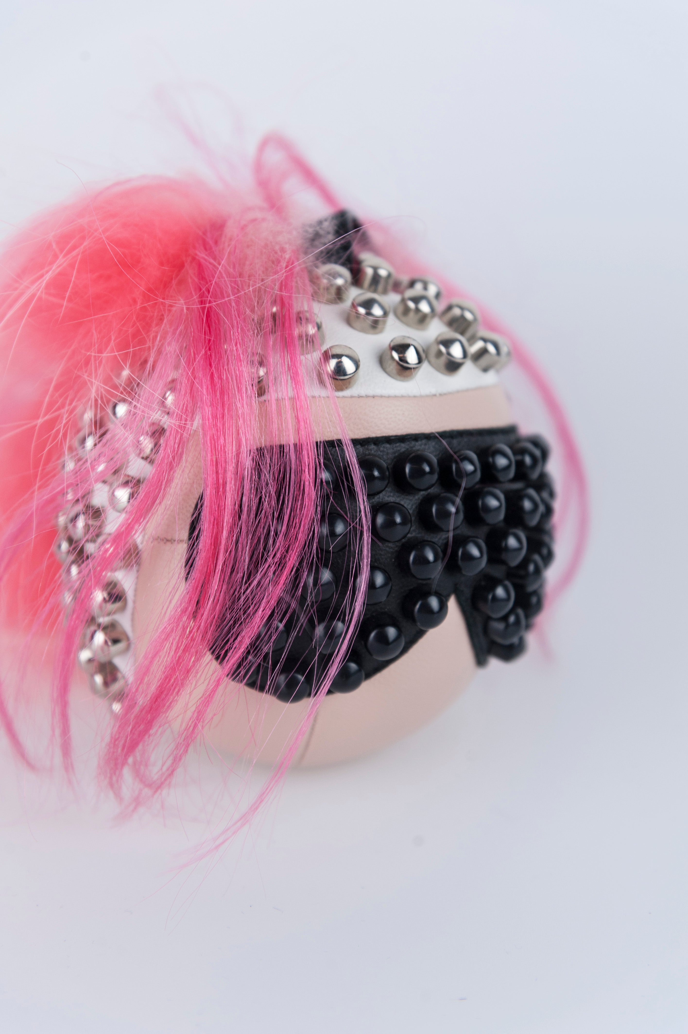 Fendi Karlito Punk Keychain with Shocking Pink Mohawk Hair - Perfect for Handbags, Backpacks & Gift Giving