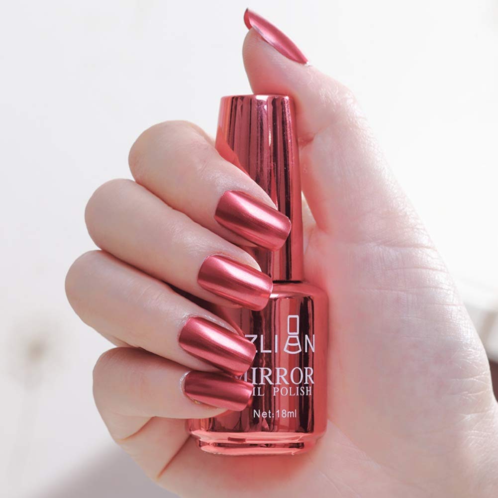 18ml Metallic Mirror Effect Nail Polish - Silver Glitter Long-Lasting Non-Peelable Varnish for Mirror Nails | Perfect for Parties, Weddings & Special Occasions