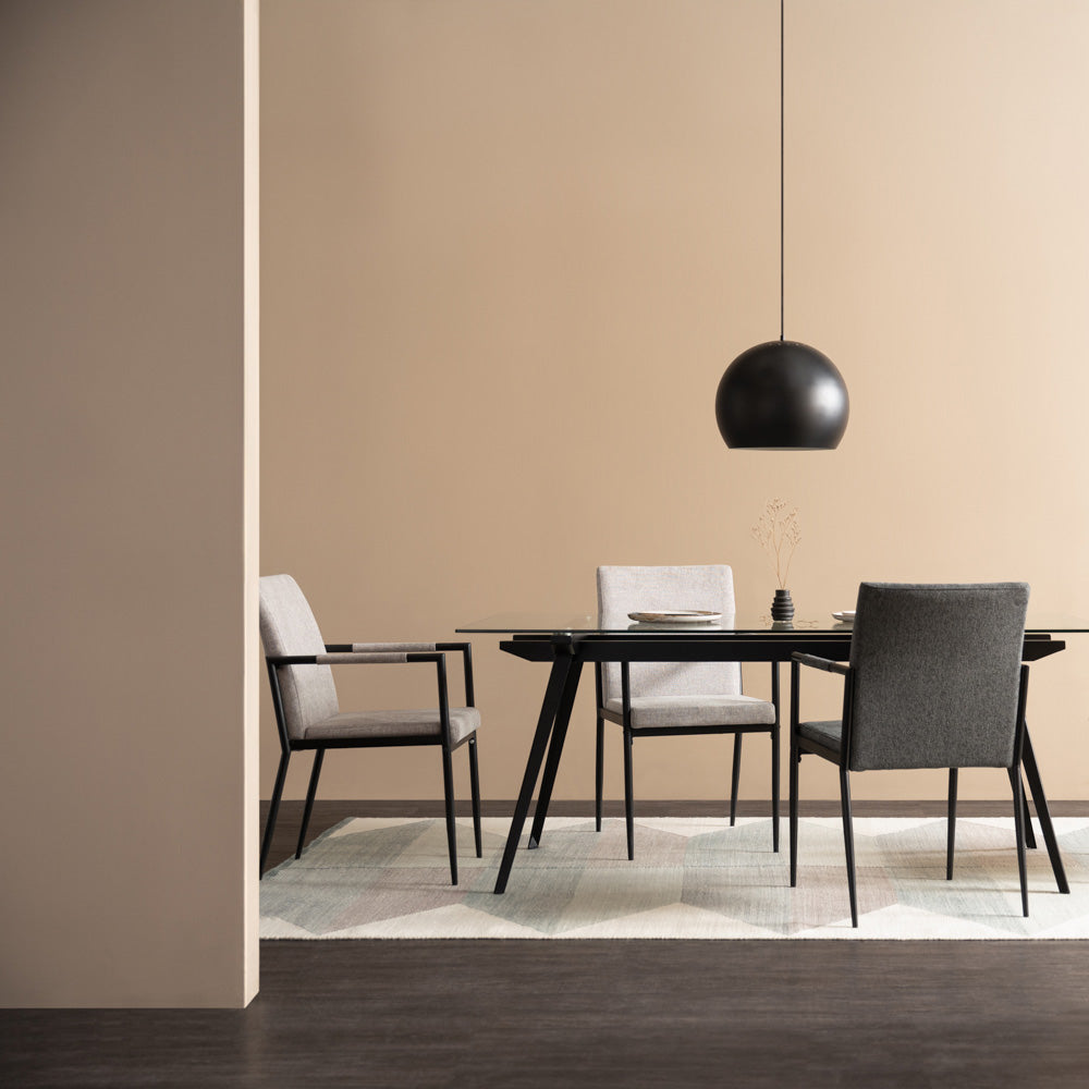 FERMA Modern Dining Chair - Grey Upholstered Seat, Sturdy Metal Legs - Perfect for Kitchen, Dining Room, and Home Office