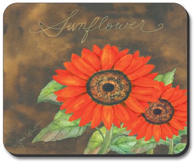 Red Sunflower Art Plates Mouse Pad - Non-Slip Desk Mat for Computer, Gaming & Office Use - Perfect for Home, Work & Creative Spaces