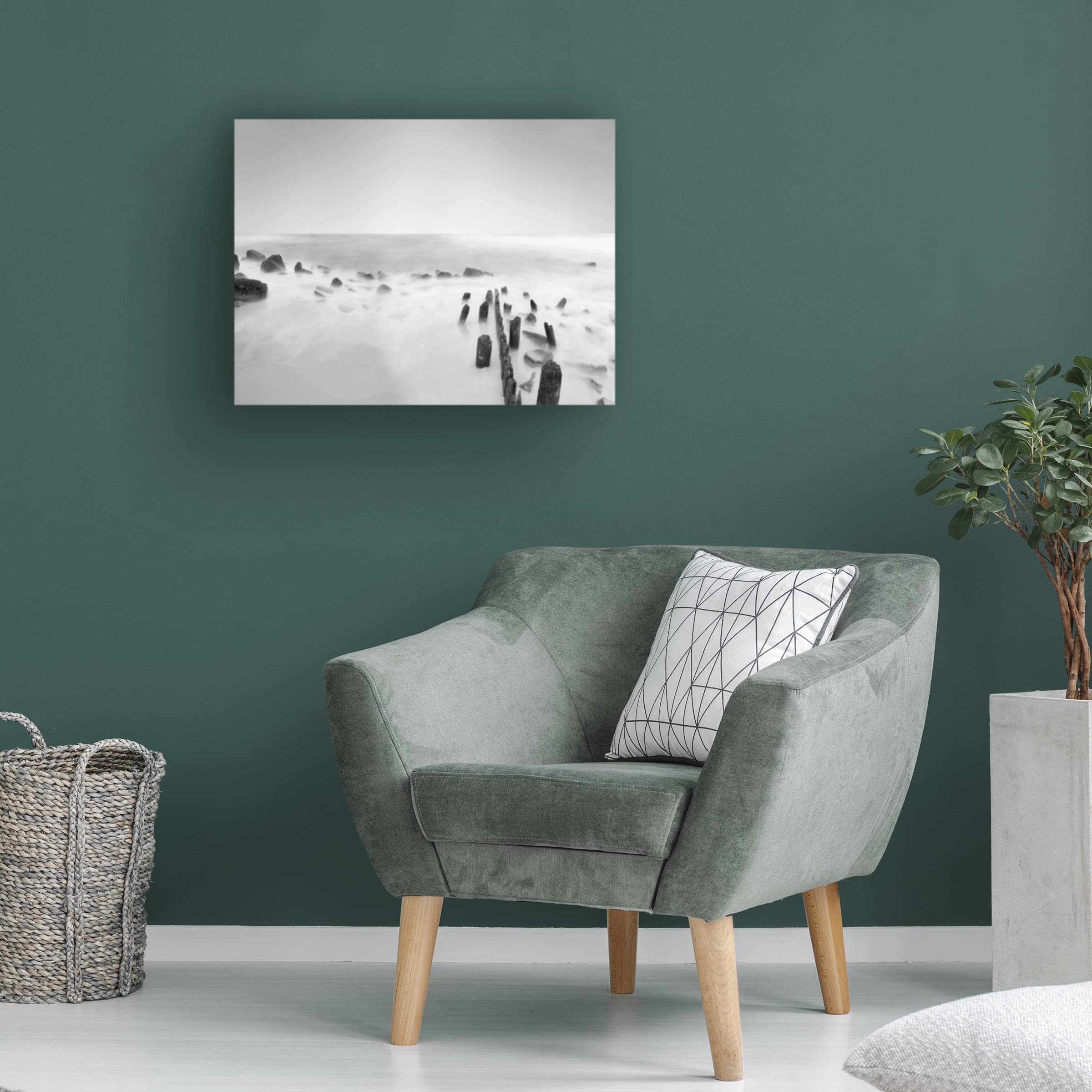 James McLoughlin 'Black and White Water III' Canvas Wall Art Print - Modern Abstract Ocean Painting for Living Room, Bedroom & Office Decor