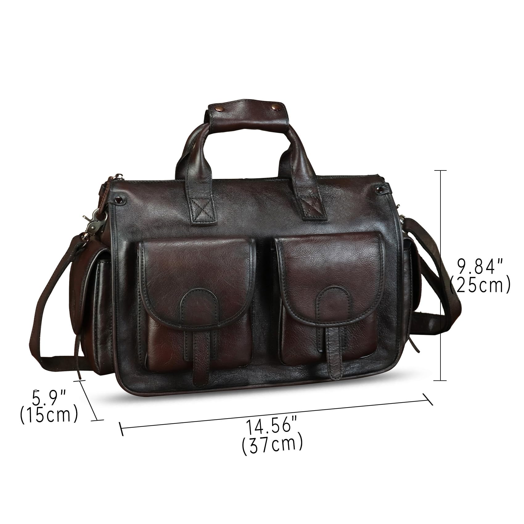 Genuine Leather Messenger Bag for Men - Professional Briefcase & Laptop Bag with Adjustable Shoulder Strap - Perfect for Office, Business Travel & Daily Commute