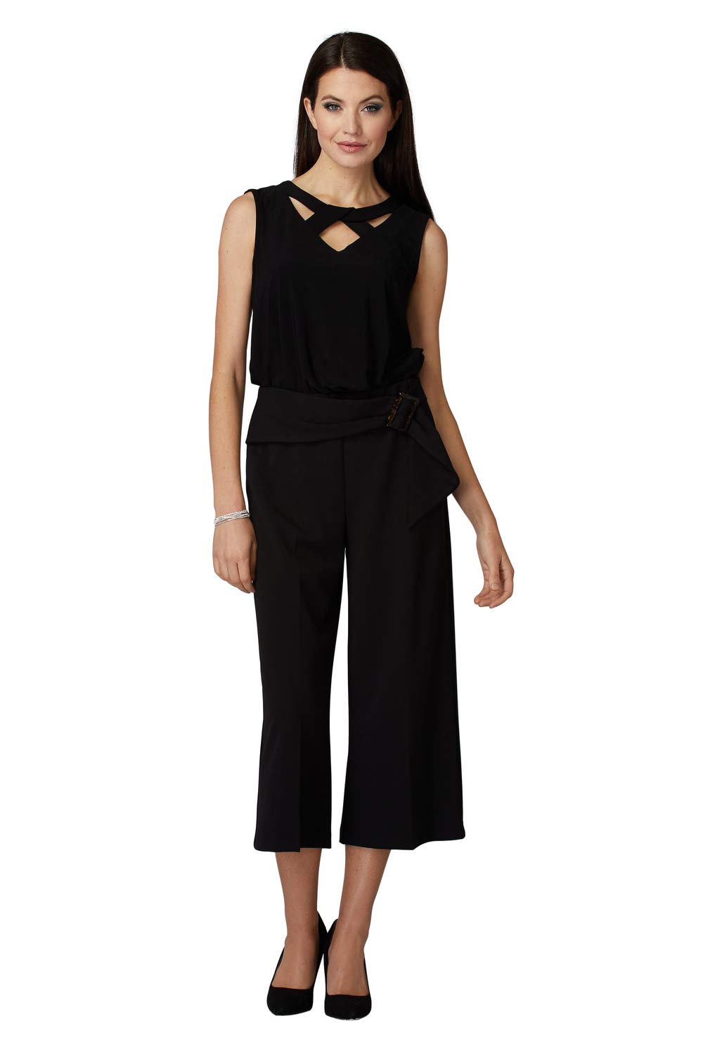 Women's High Waist Belted Crop Pants - Stretchy Comfortable Tapered Ankle Pants for Work, Travel & Casual Wear