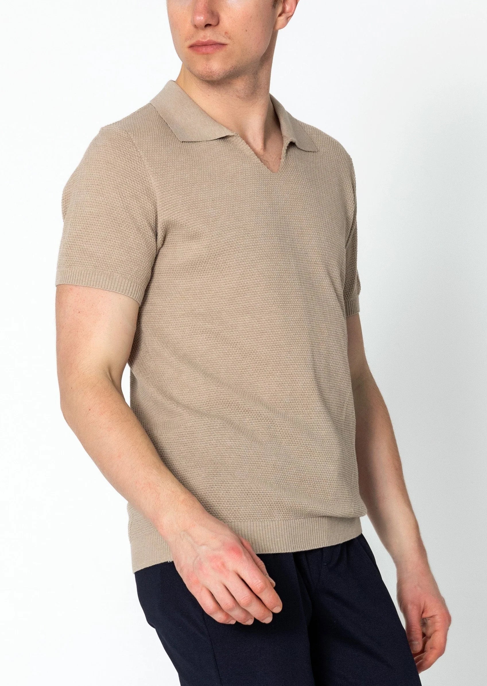 RNT23 Jersey Knit Polo Shirt in Stone - Comfortable & Stylish Men's Casual Wear for Office, Golf & Everyday Outfits