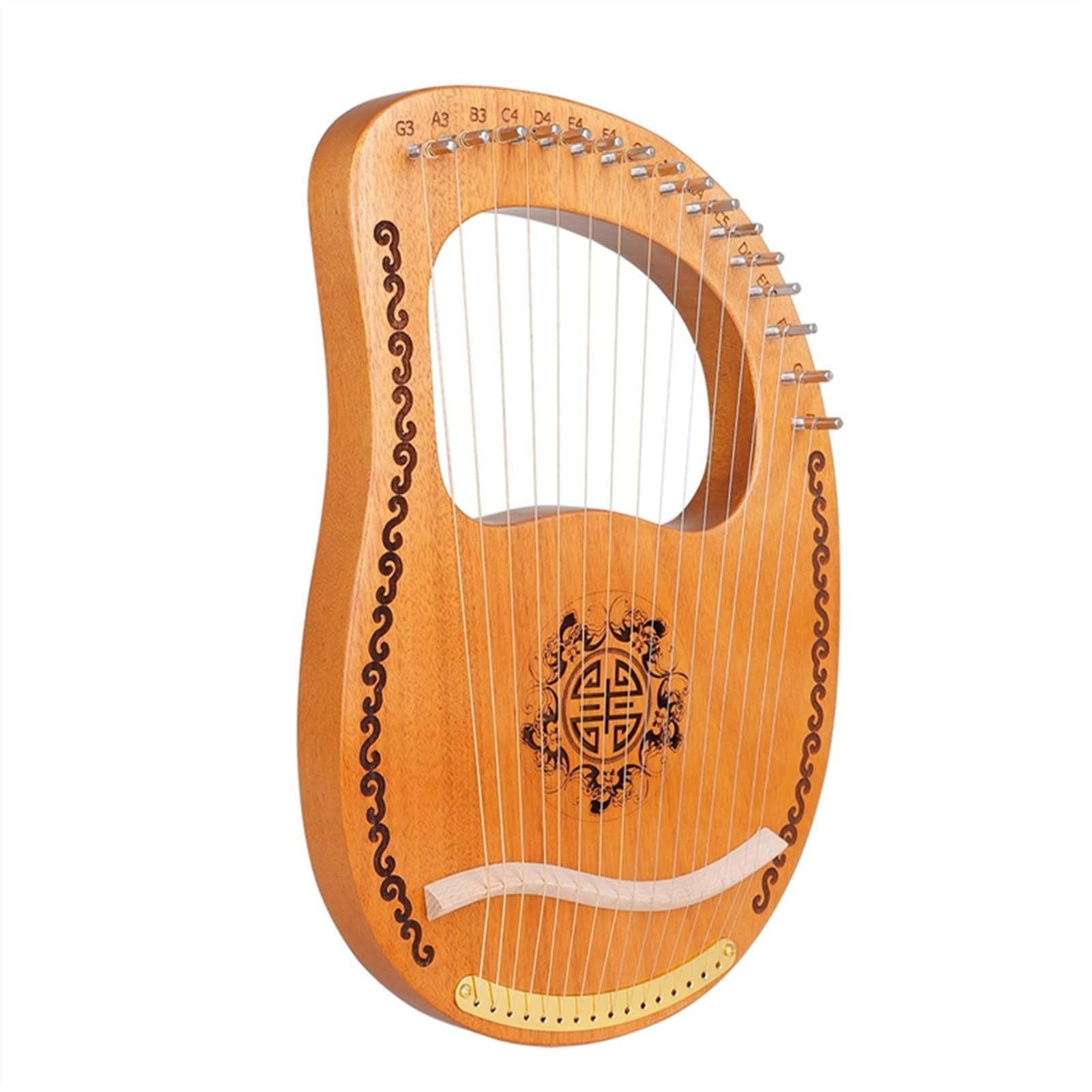 16 String Mahogany Lyre Harp - Handcrafted Musical Instrument with Tuning Wrench | Perfect for Beginners, Meditation, Celtic Music & Home Decor