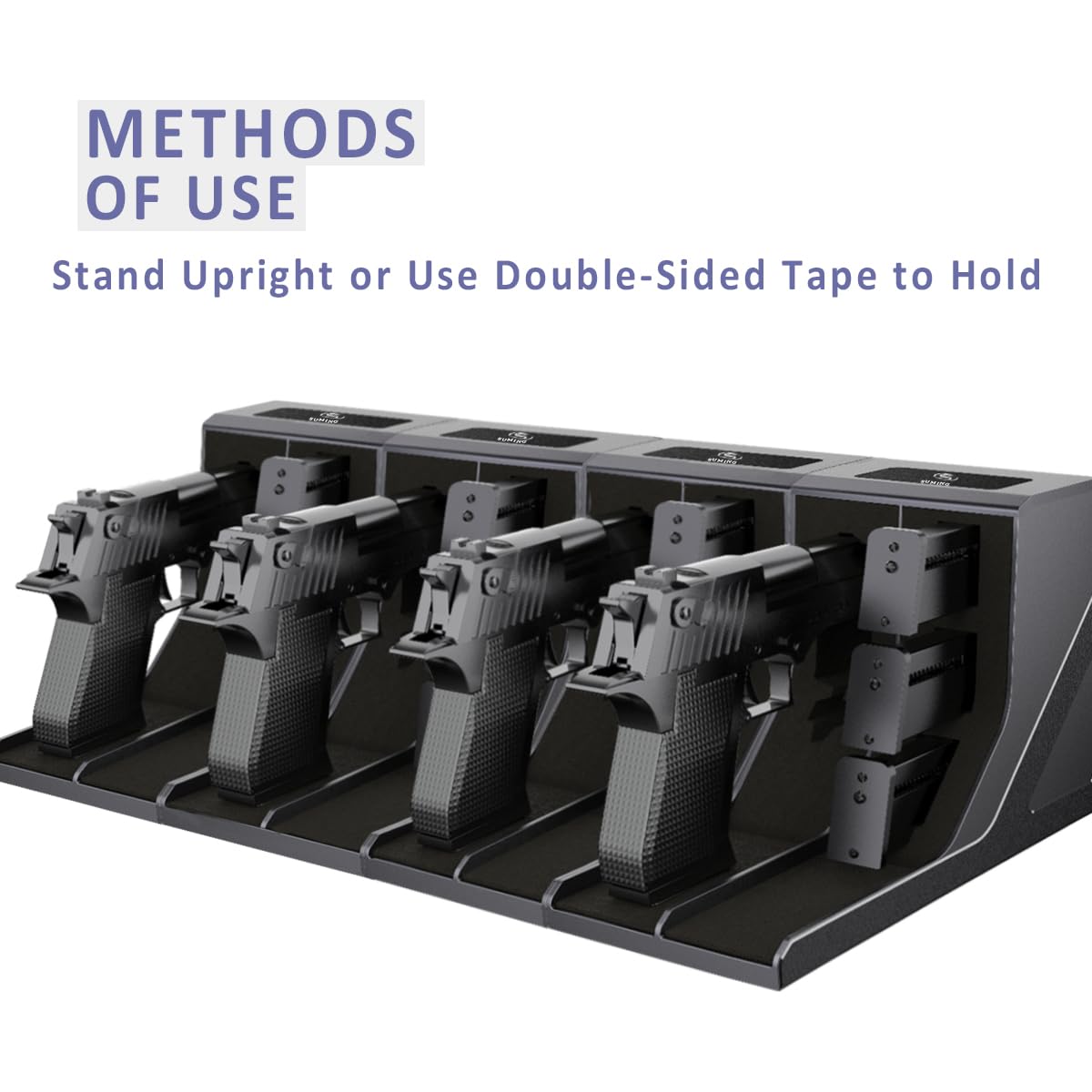 SUMING Universal Pistol Rack - Handgun Storage Stand for Gun Safe | Protective Gun Holder Fits Most Pistols | Perfect for Home Security & Shooting Range Organization