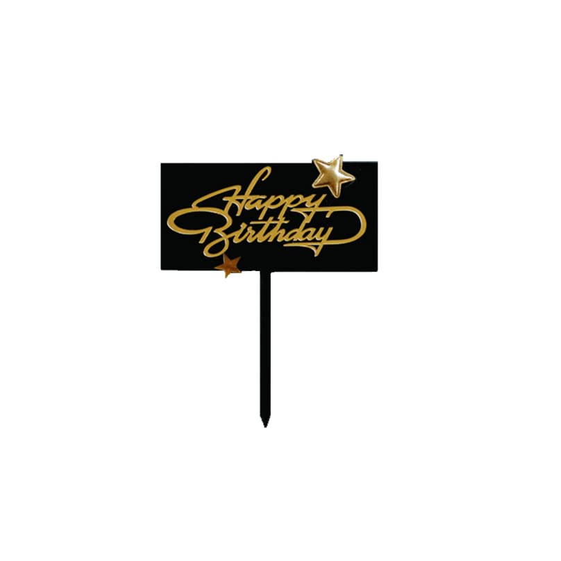 5 Pcs Black Acrylic Happy Birthday Star Cake Toppers - Cupcake & Dessert Decorations for Birthday Parties, Weddings, Baby Showers & Special Events