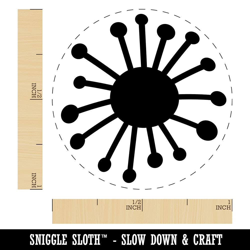 Dandelion Doodle Self-Inking Rubber Stamp - 1 Inch Medium Size with Black Ink for Crafting, Scrapbooking, Planner Decor & DIY Projects - Perfect for Journals, Cards, and Gift Wrapping