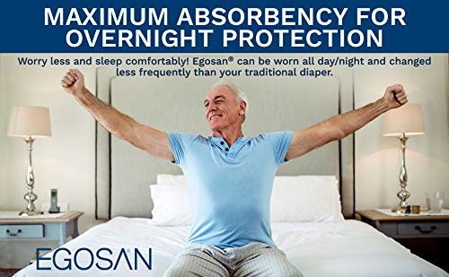Egosan Maxi Incontinence Disposable Adult Diaper Briefs - Maximum Absorbency for Men & Women - Adjustable Tabs - Small Case (120 Count) - Ideal for Overnight Protection, Travel & Post-Surgery Care