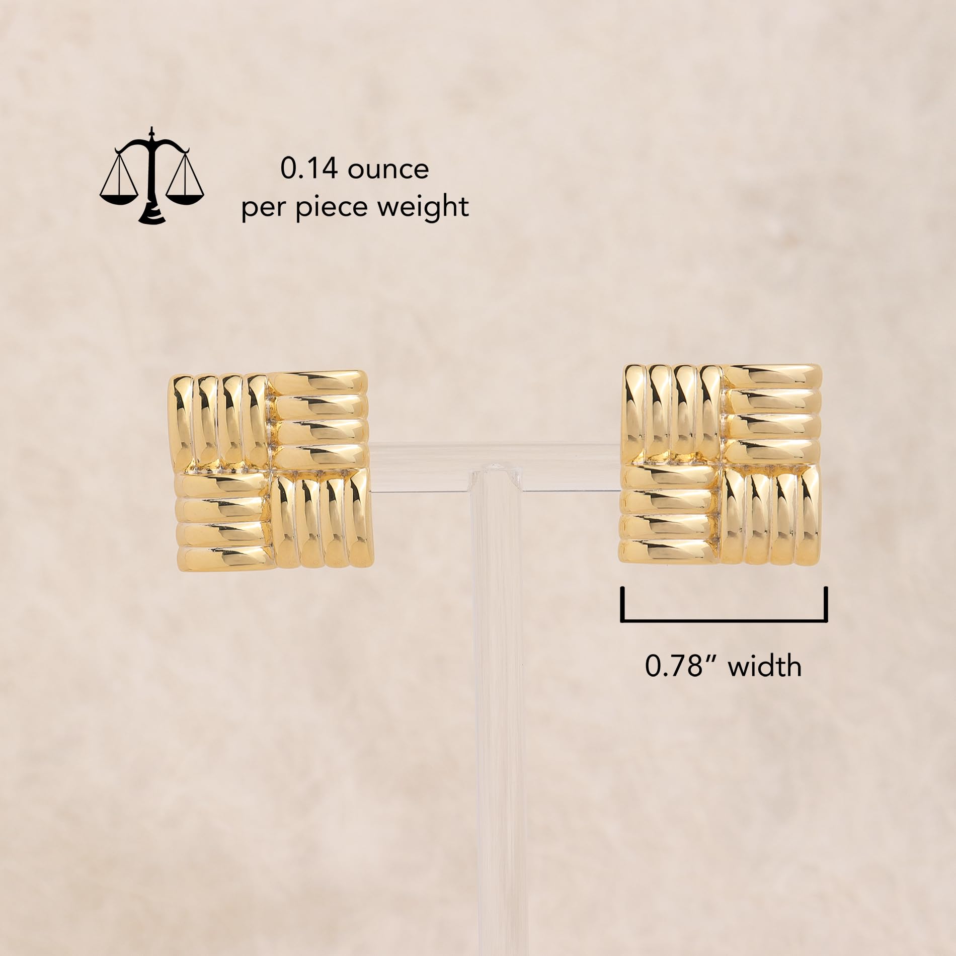 Trendy Chunky Large Square Stud Earrings for Women - Lightweight Hypoallergenic Geometric Statement Jewelry | Rectangle Textured Earrings for Prom, Party & Gift Giving | Fashion Accessories for Everyday Wear