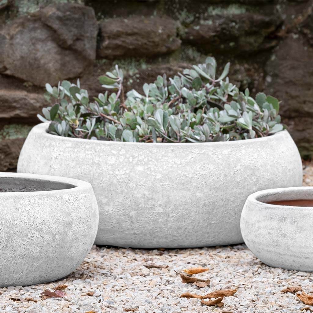 Campania International Zaha White Coral Planter Set of 3 - Modern Indoor Outdoor Flower Pots for Home Garden, Patio, and Office Decor