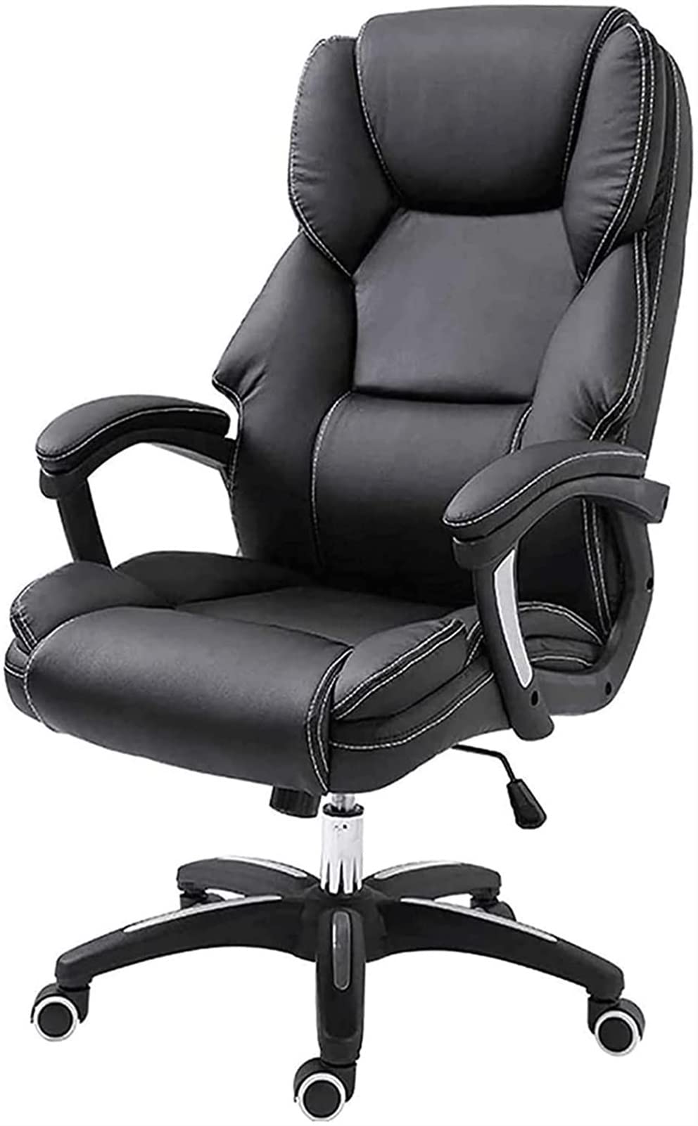 Ergonomic High Back Office Chair - PU Leather Swivel Computer Desk Chair with Adjustable Lumbar Support - Perfect for Home Office, Gaming, and Workspace (Black)