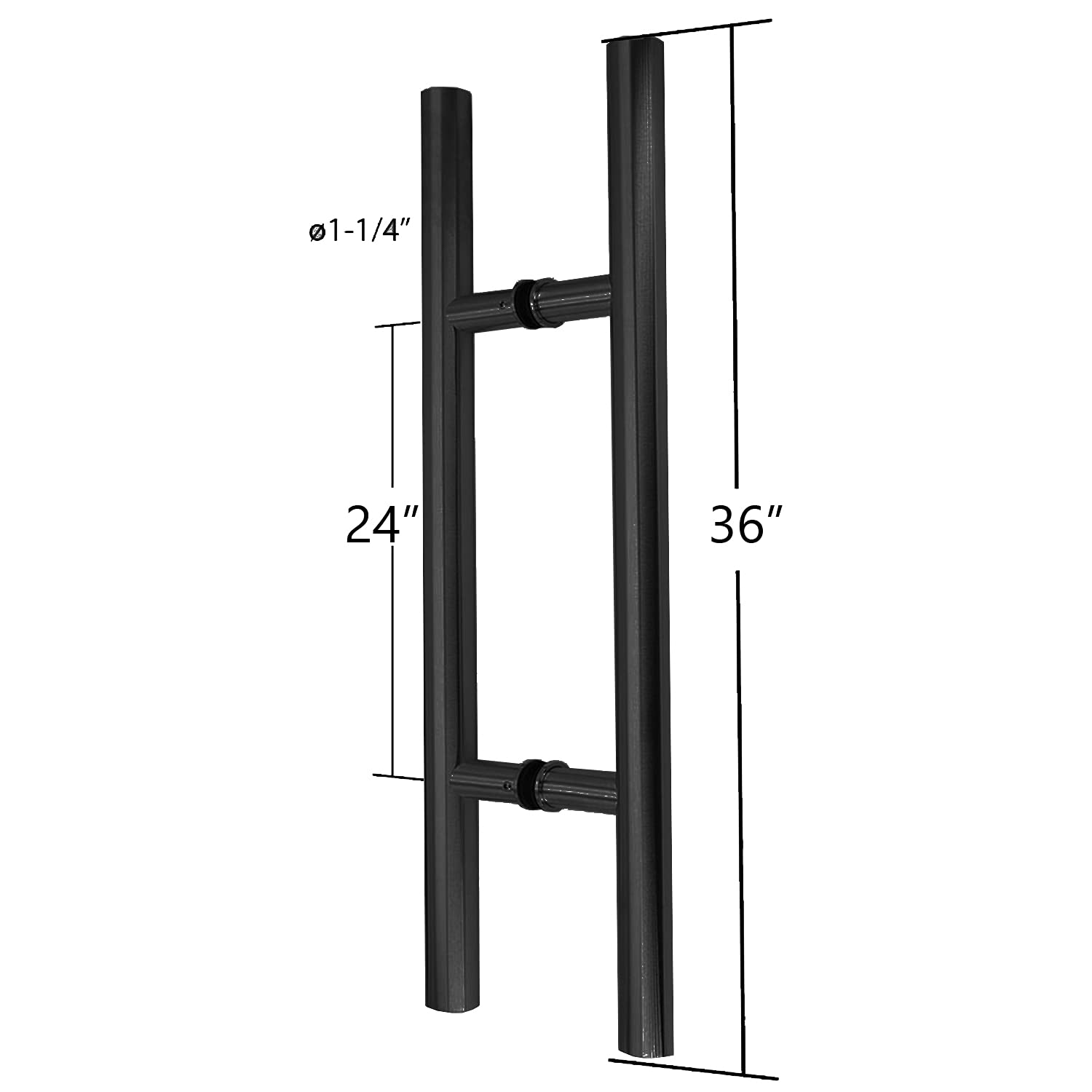 304 Stainless Steel Ladder Style Back-to-Back Glass/Barn Door Push Pull Handle - 36 Inch Matt Black - Perfect for Modern Home, Office & Commercial Spaces