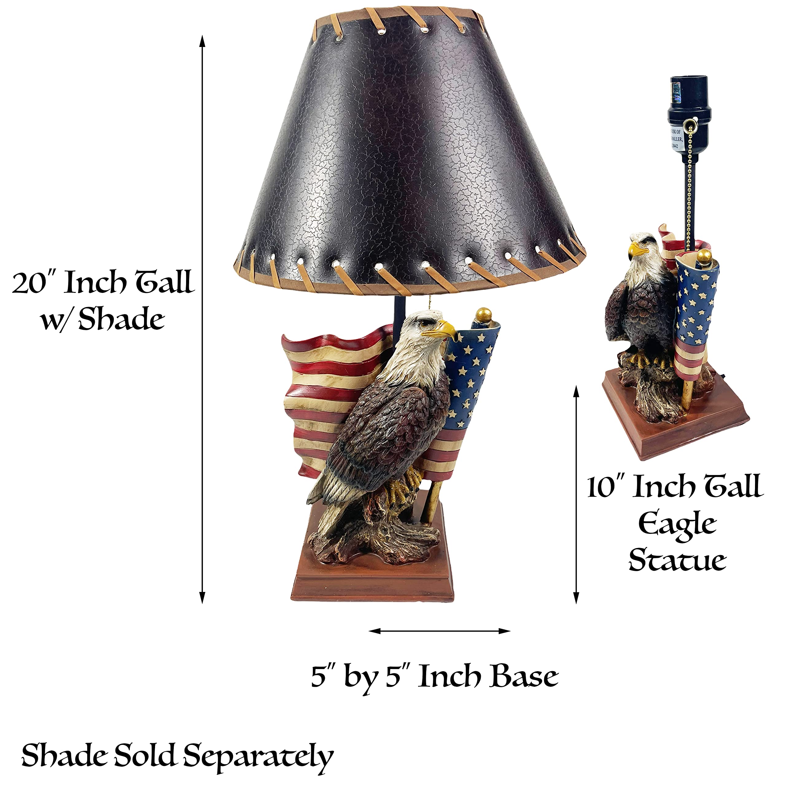 Patriotic American Bald Eagle & USA Flag Table Lamp - Eagle Statue Desk Lamp for Office, Bedroom, Military Pride Decor - Perfect Gift for Veterans Day, Independence Day & Home Decor