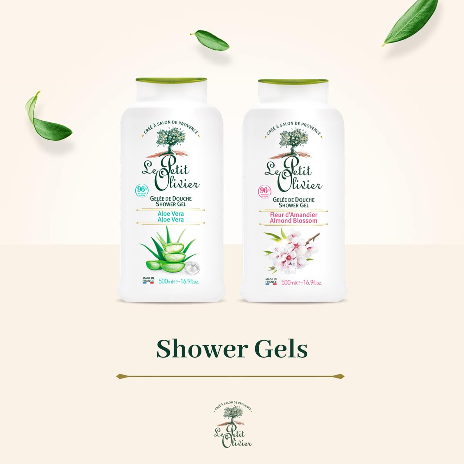 Le Petit Olivier Almond Blossom Shower Gel 16.9 oz - Natural Ingredients, Sulfate-Free, Paraben-Free, pH Balanced for All Skin Types - Gentle Transparent Cleanser for Daily Shower & Spa Relaxation