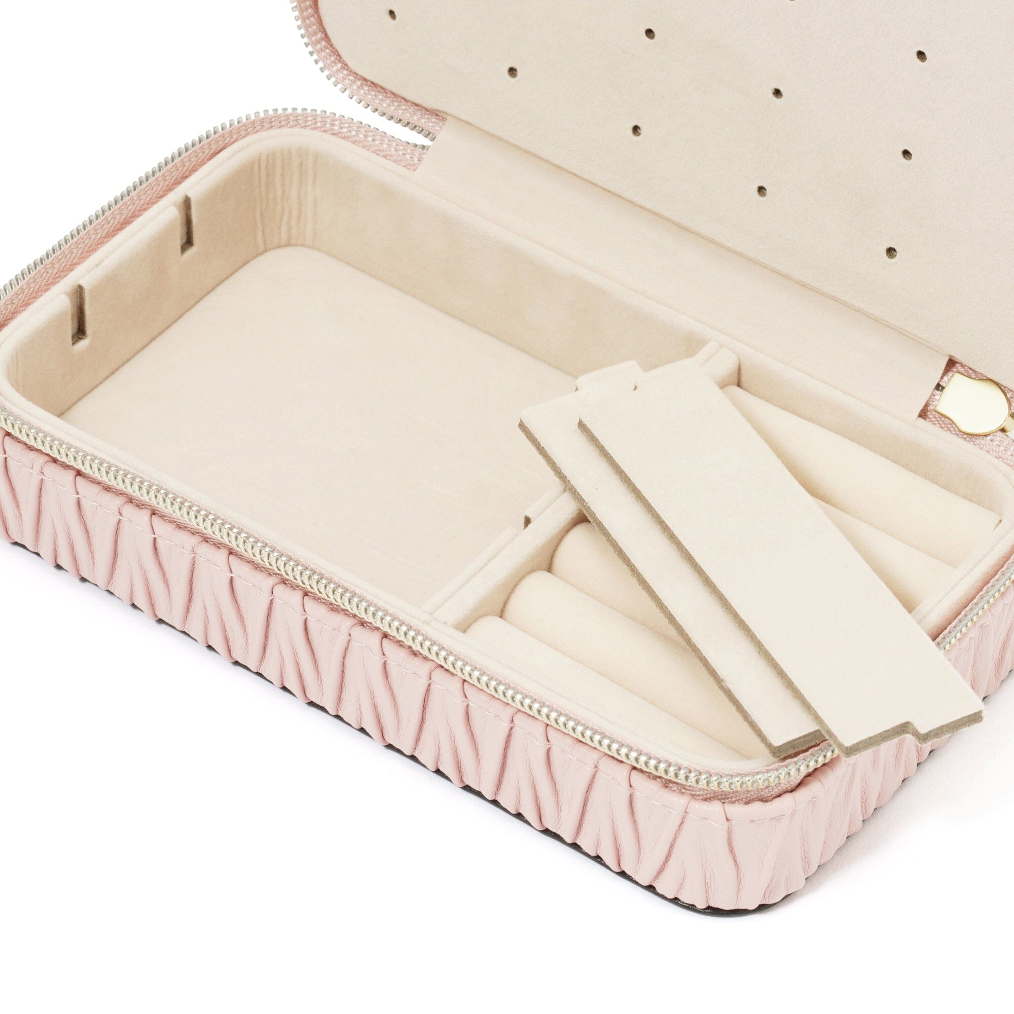 Elegant Embossed Travel Jewelry Box - Medium Size, Soft Pink - Perfect for Organizing Necklaces, Rings & Earrings on Trips