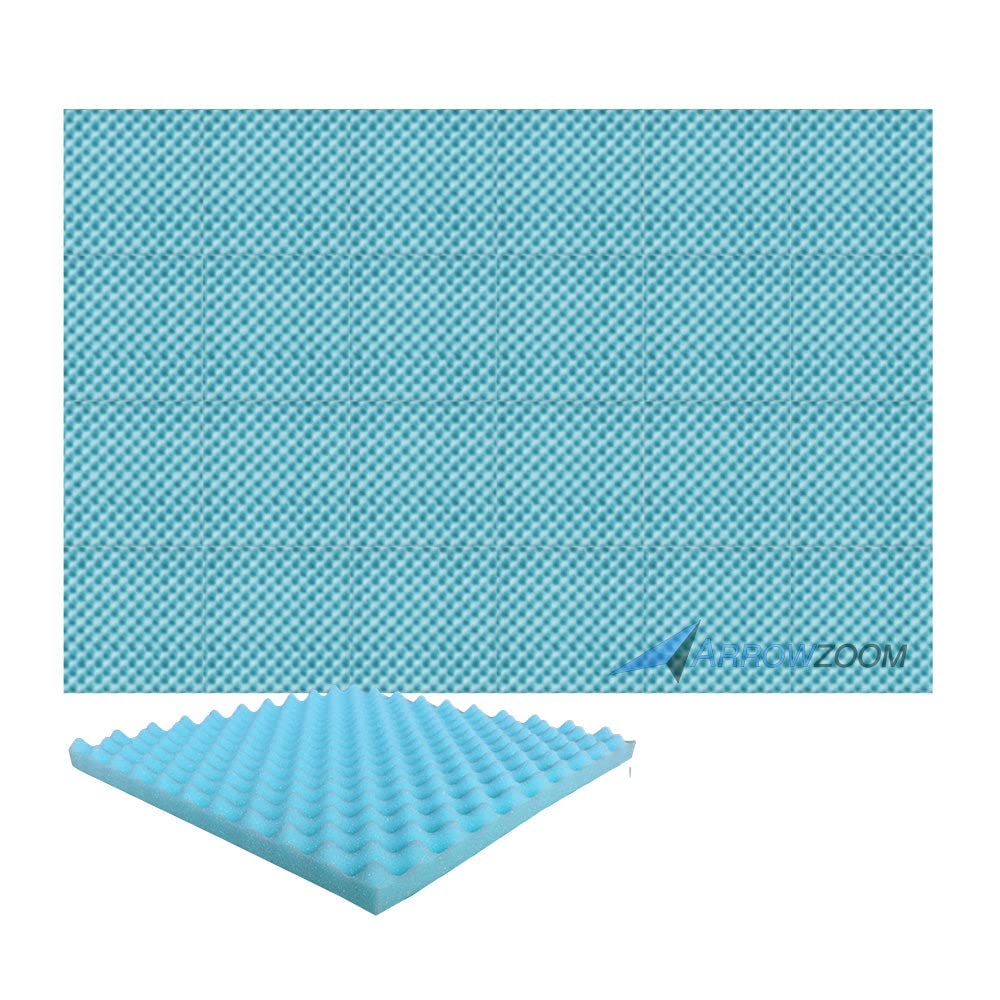 24 Pack Super Dash 50x50x3cm Baby Blue Acoustic Foam Panels - Convoluted Egg Crate Soundproofing Tiles for Home Studio, Office & Music Room - Noise Reduction Wall Treatment (SD1052)